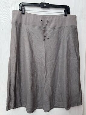 Eileen Fisher Gray A-Line Linen Drawstring Skirt, size L